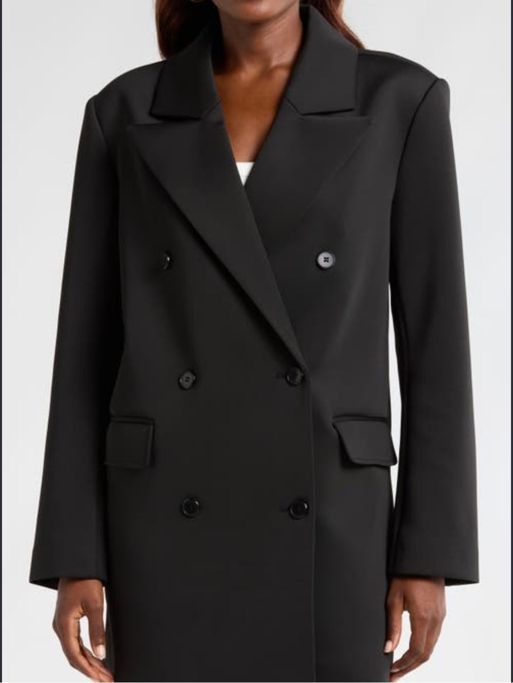 Good American Double Breasted Scuba Jacket Oversized Black Blazer Women’s Size S